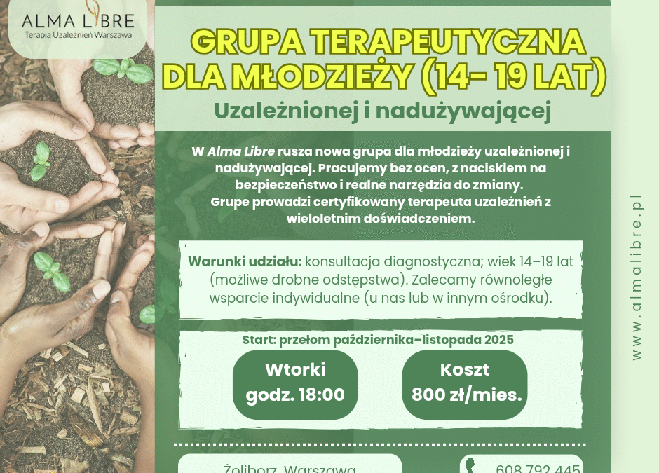 Terapia grupowa uzależnień dla dzieci i młodżieży w Warszawie